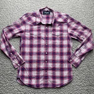 Vintage Back Number Pearl Snap Shirt Mens Medium Red Plaid Long Sleeve